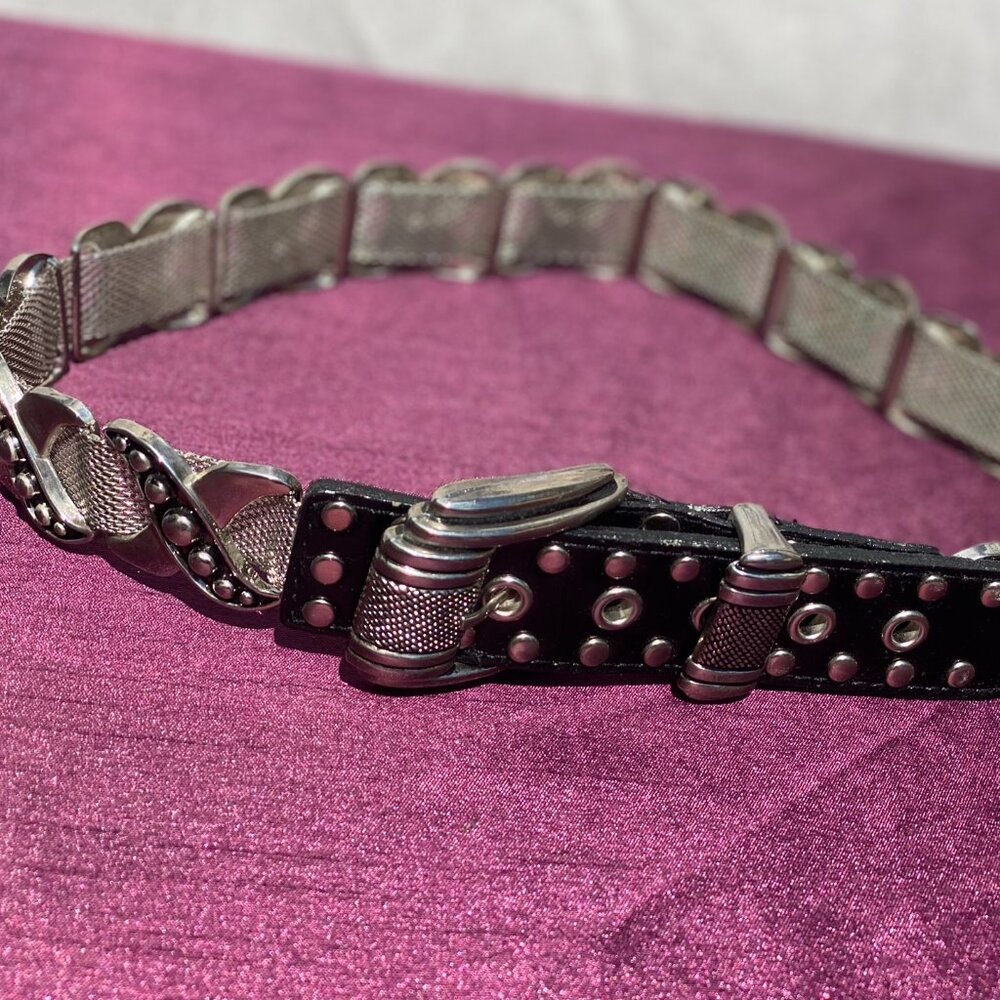 Vintage 1980s Heavy Metal Silver Belt Buckle | Punk Biker Gothic Studded Rock
